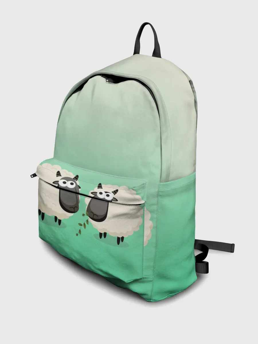 Рюкзак джинсовый / две овечки пасутся на лугу