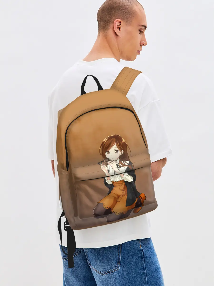 Рюкзак джинсовый / анимешная девочка очки офис