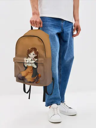 Рюкзак джинсовый / анимешная девочка очки офис