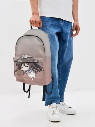 Рюкзак джинсовый / малышка спит ушки котики