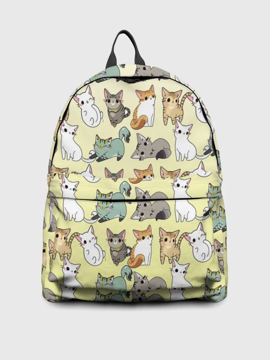 Рюкзак джинсовый / мультяшные котики на желтом мя