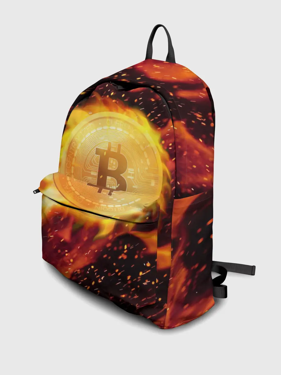 Рюкзак джинсовый / БИТКОИН ОГОНЬ