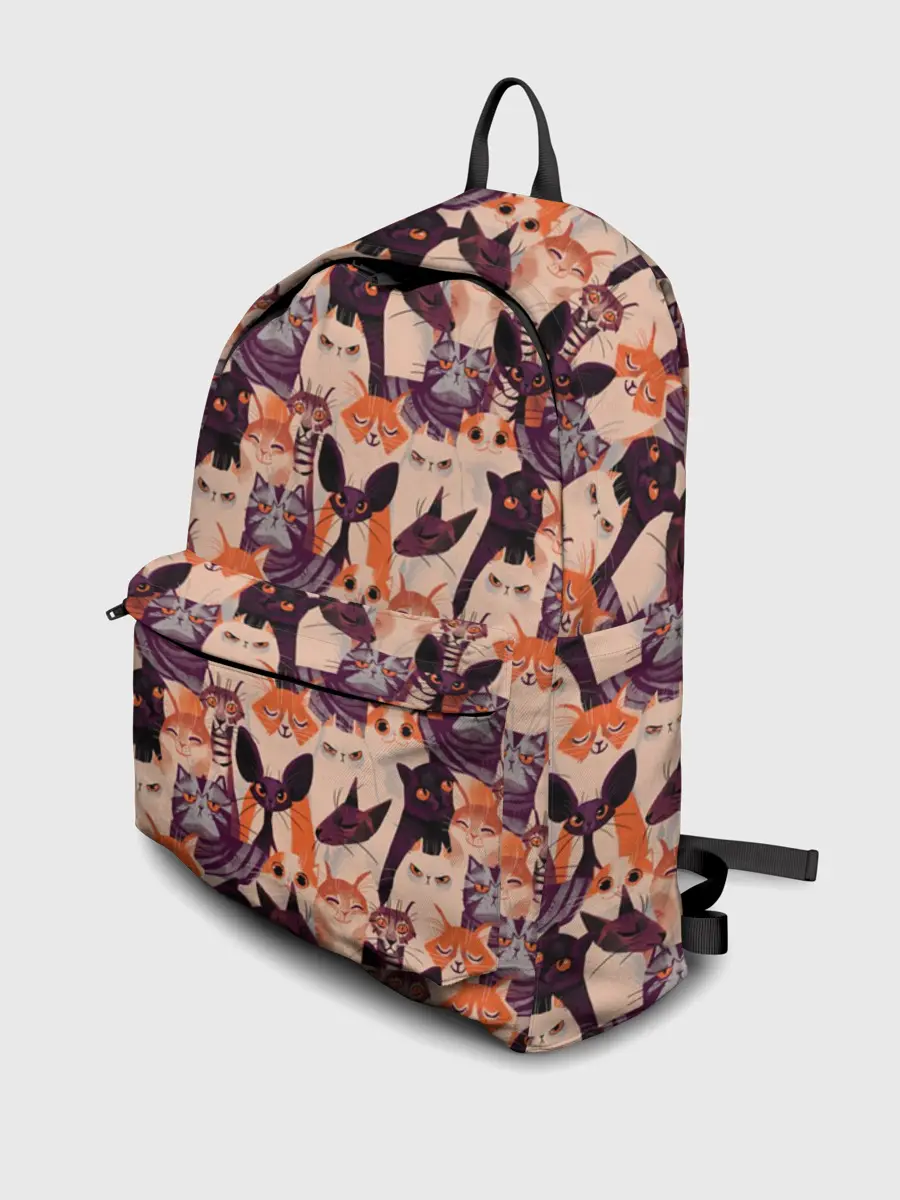 Рюкзак джинсовый / Мемные Коты Паттерн