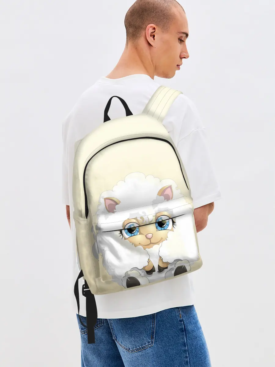 Рюкзак джинсовый / Мультяшная овечка облако