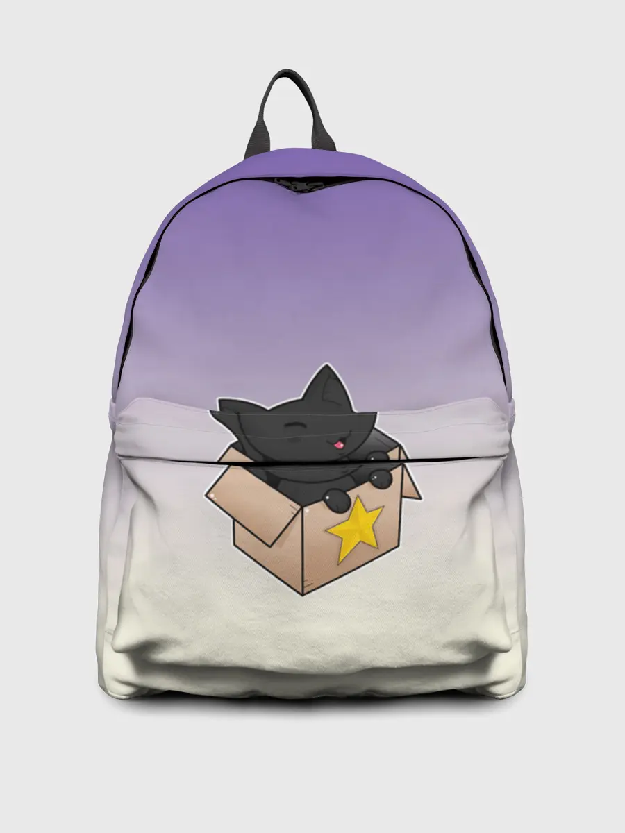 Рюкзак джинсовый / черный котенок в коробке