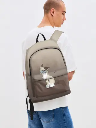 Рюкзак джинсовый / сварливый кот мем нет