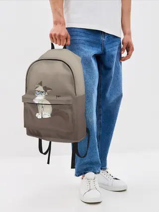 Рюкзак джинсовый / сварливый кот мем нет