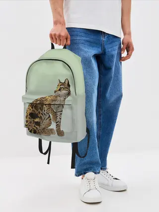 Рюкзак джинсовый / дикий кот оцелот