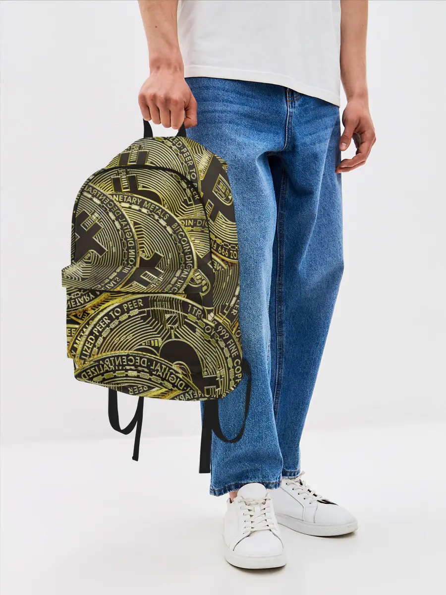 Рюкзак джинсовый / БИТКОИНЫ МОНЕТЫ
