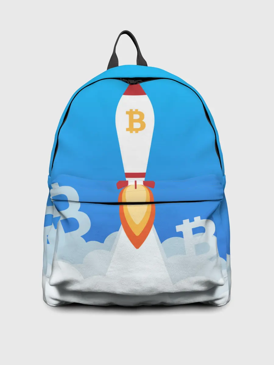 Рюкзак джинсовый / БИТКОИН В КОСМОС