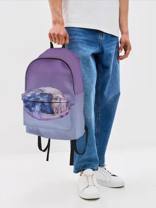 Рюкзак джинсовый / кот звездное небо спит