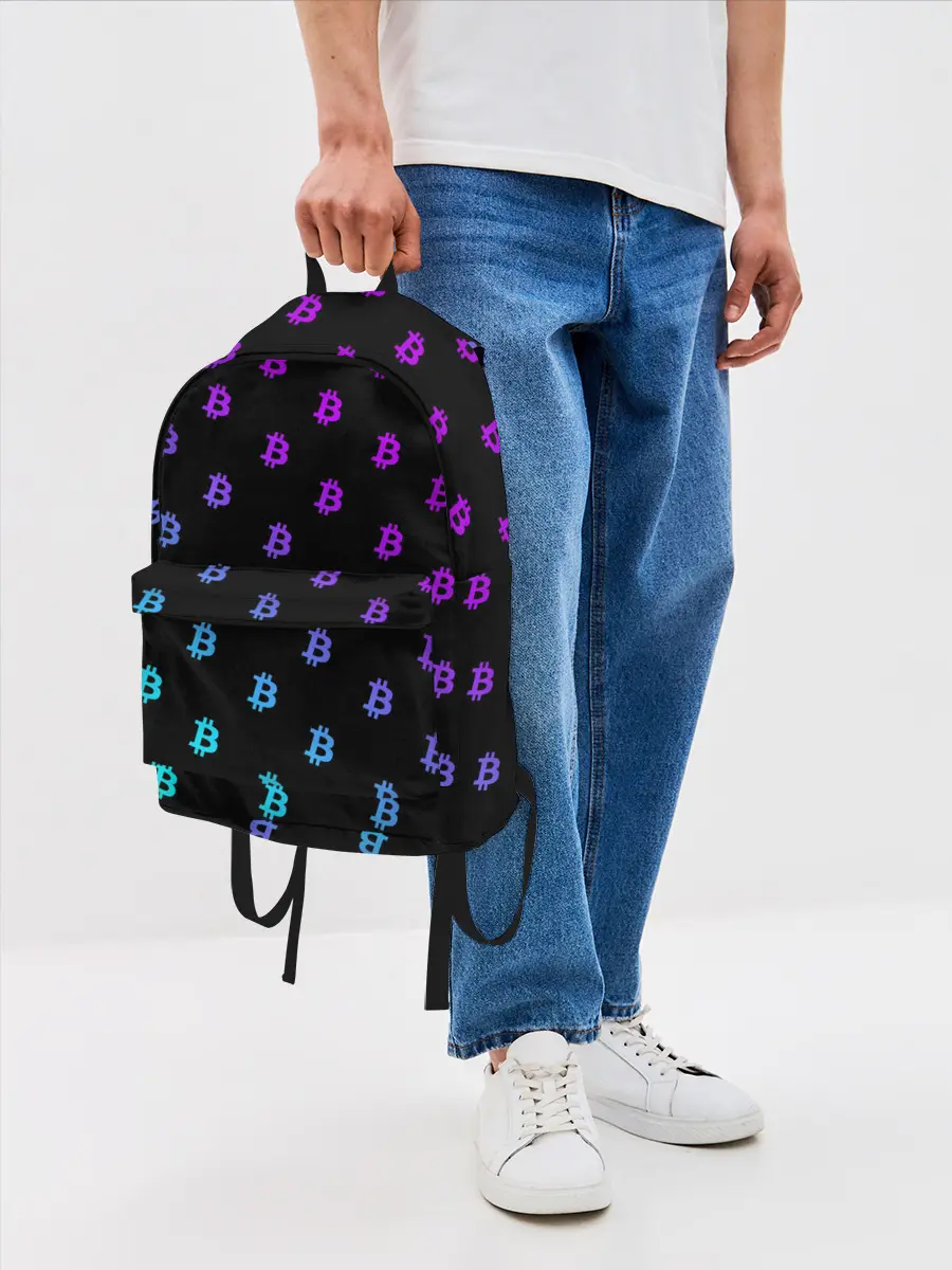 Рюкзак джинсовый / БИТКОИН НЕОН |BITCOIN NEON