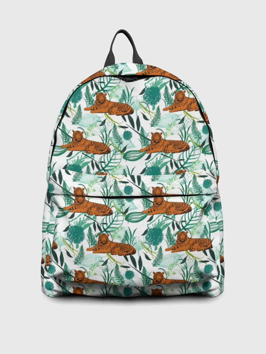 Рюкзак джинсовый / Цветы и Тигр Паттерн