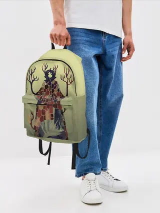 Рюкзак джинсовый / лесной волшебник акварель