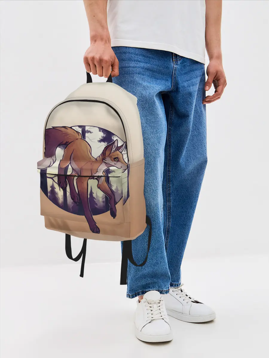 Рюкзак джинсовый / Лисица рисунок