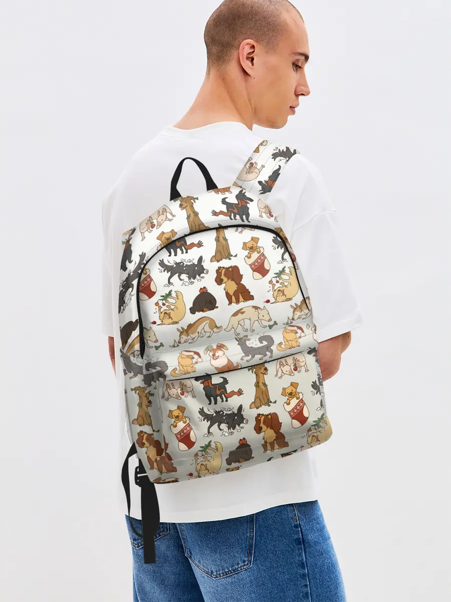 Рюкзак джинсовый / узор песики собачки гав