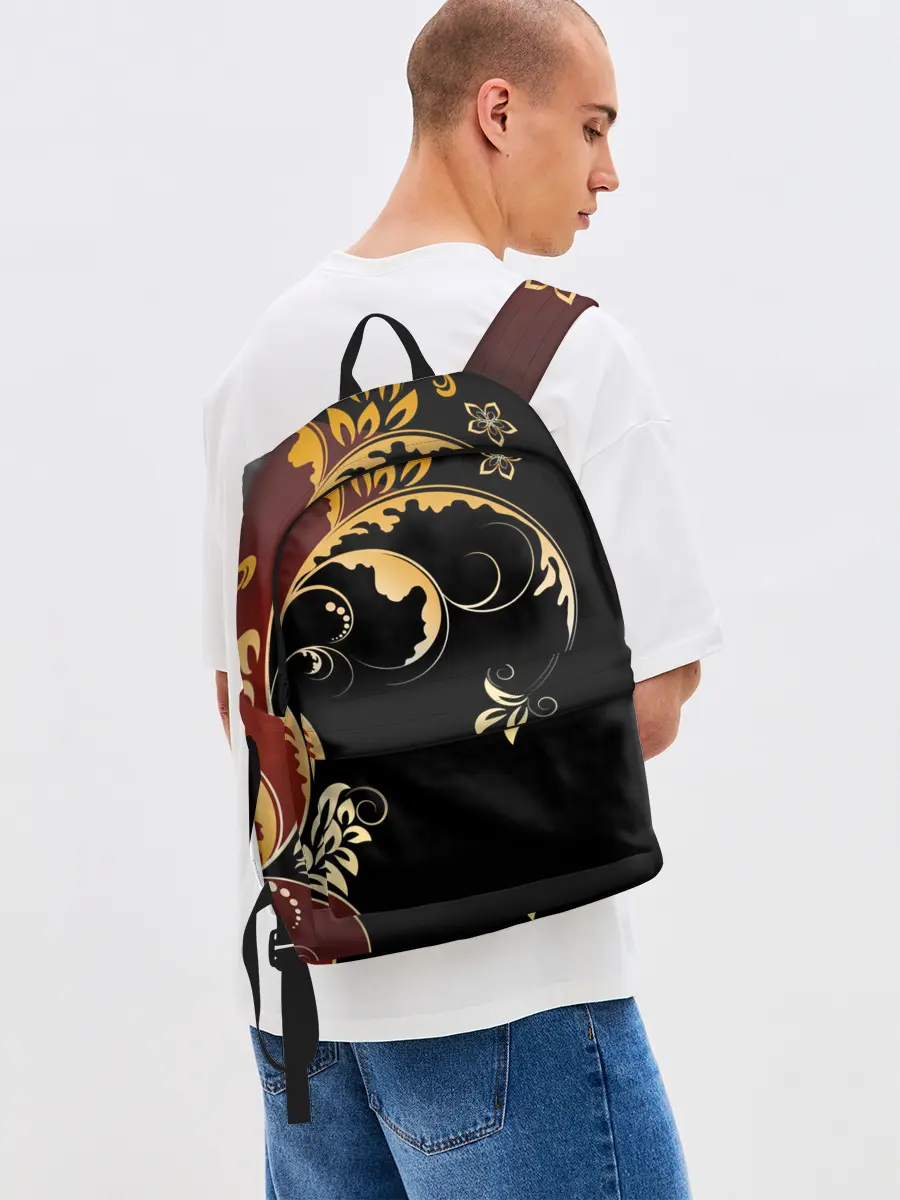 Рюкзак джинсовый / Узор - Хохлома