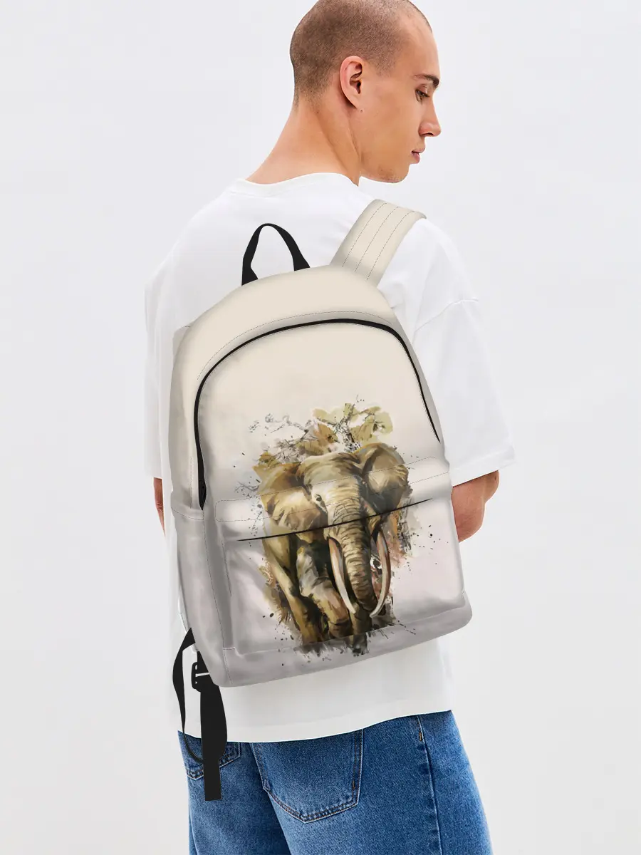 Рюкзак джинсовый / акварельный слон брызги