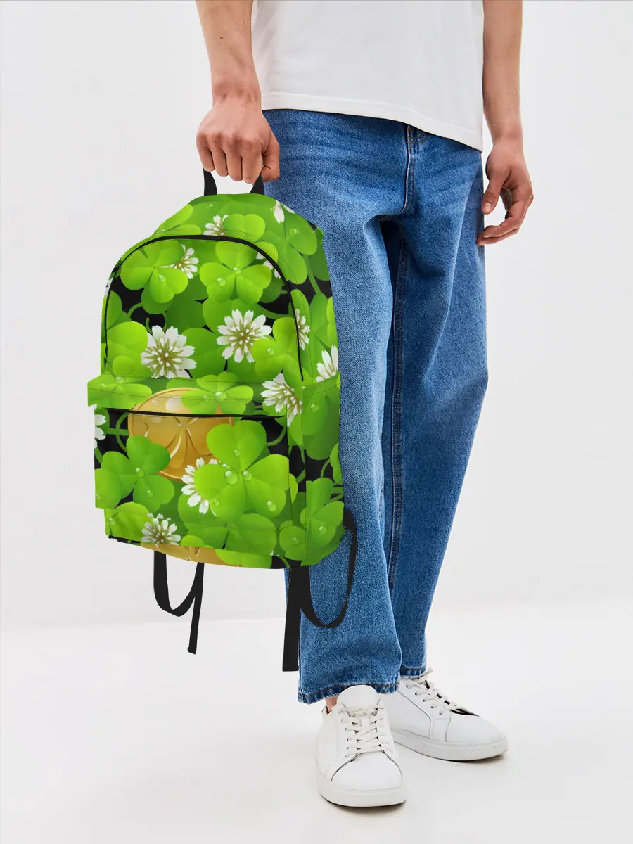 Рюкзак джинсовый / Ирландский Клевер и Монетка