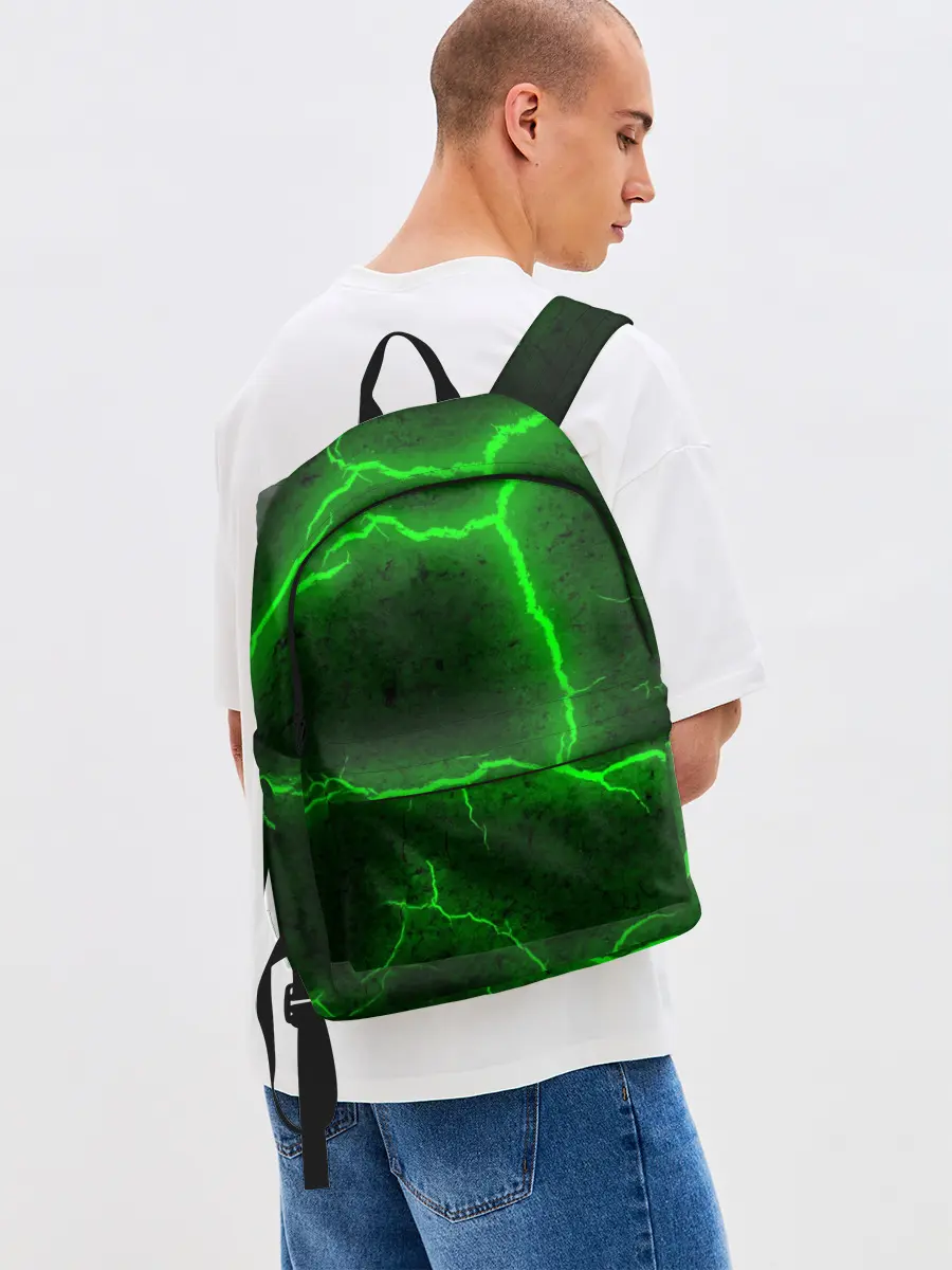 Рюкзак джинсовый / К - 13 зелёная трещина 3D