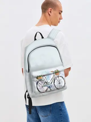 Рюкзак джинсовый / акварельный велосипед