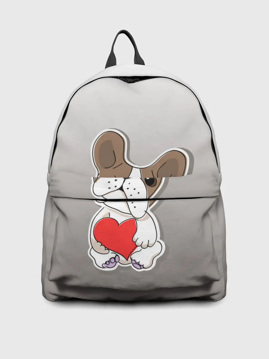 Рюкзак джинсовый / французский бульдог сердечко