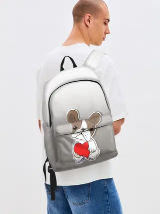 Рюкзак джинсовый / французский бульдог сердечко