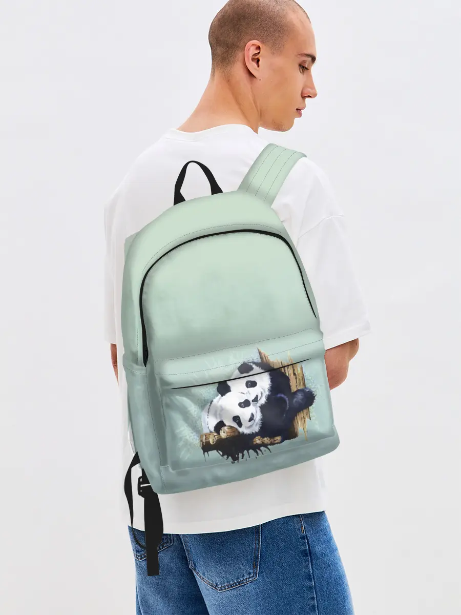 Рюкзак джинсовый / акварельные панды