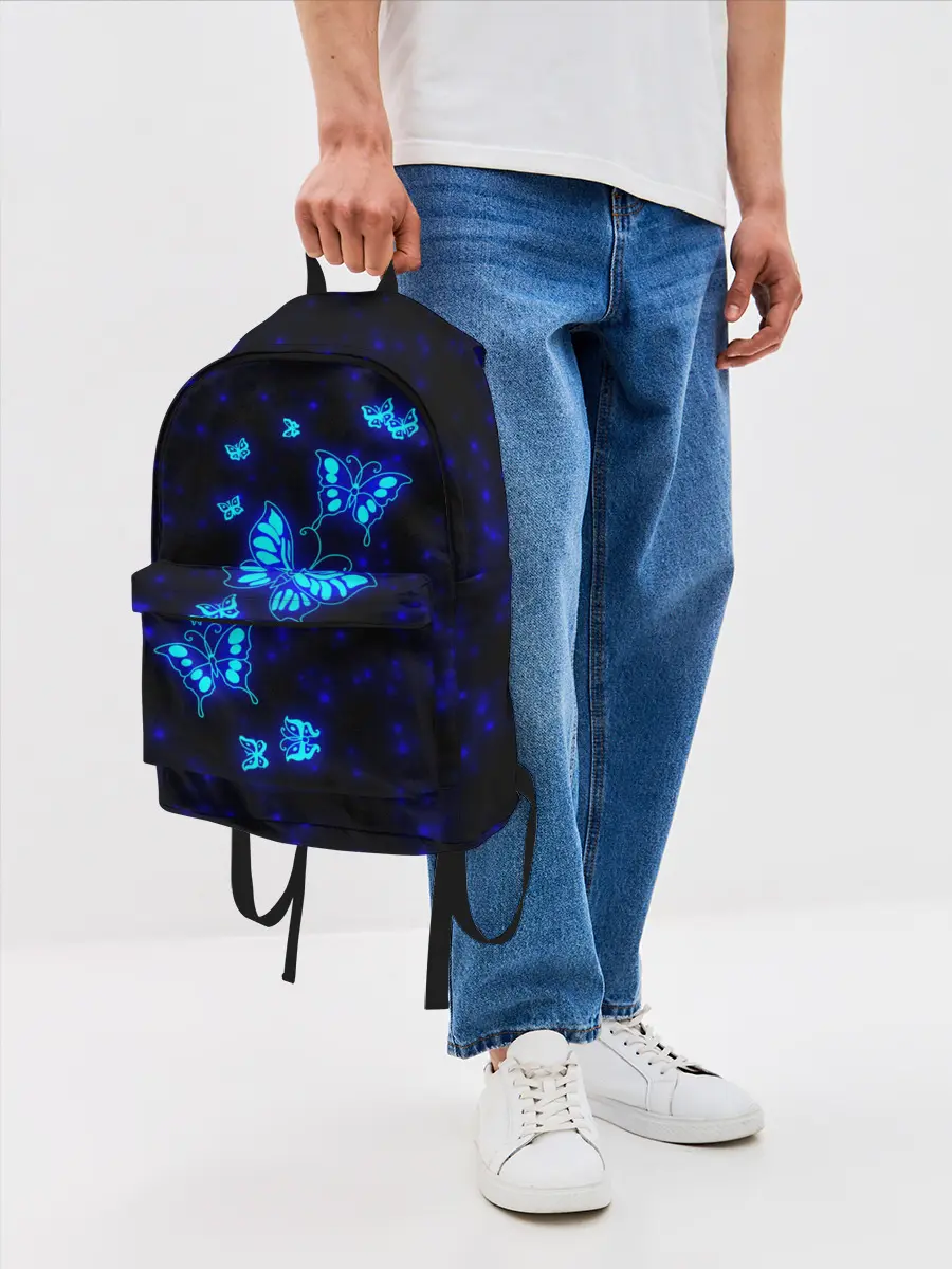 Рюкзак джинсовый / Неоновые бабочки