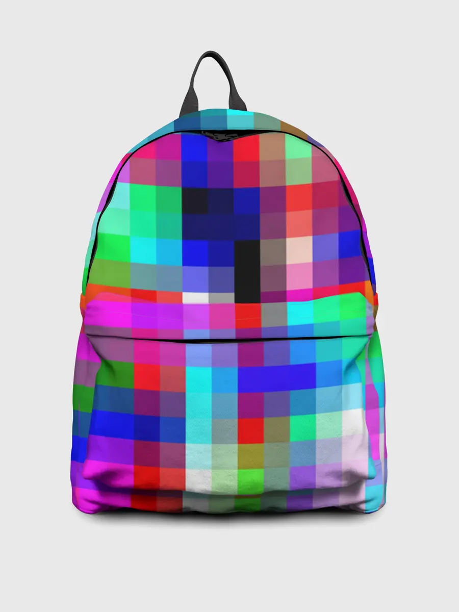 Рюкзак джинсовый / РАЗНОЦВЕТНЫЕ ПИКСЕЛИ / КУБЫ