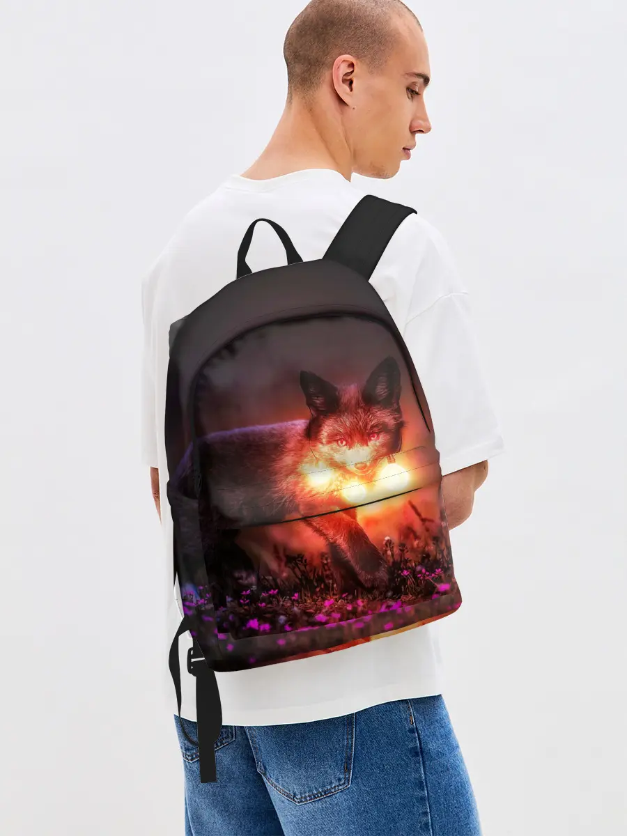 Рюкзак джинсовый / Лисица с фонариками