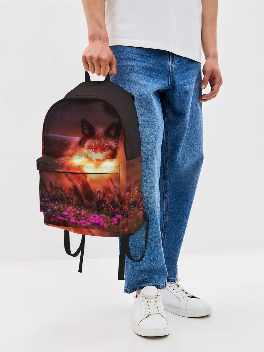 Рюкзак джинсовый / Лисица с фонариками