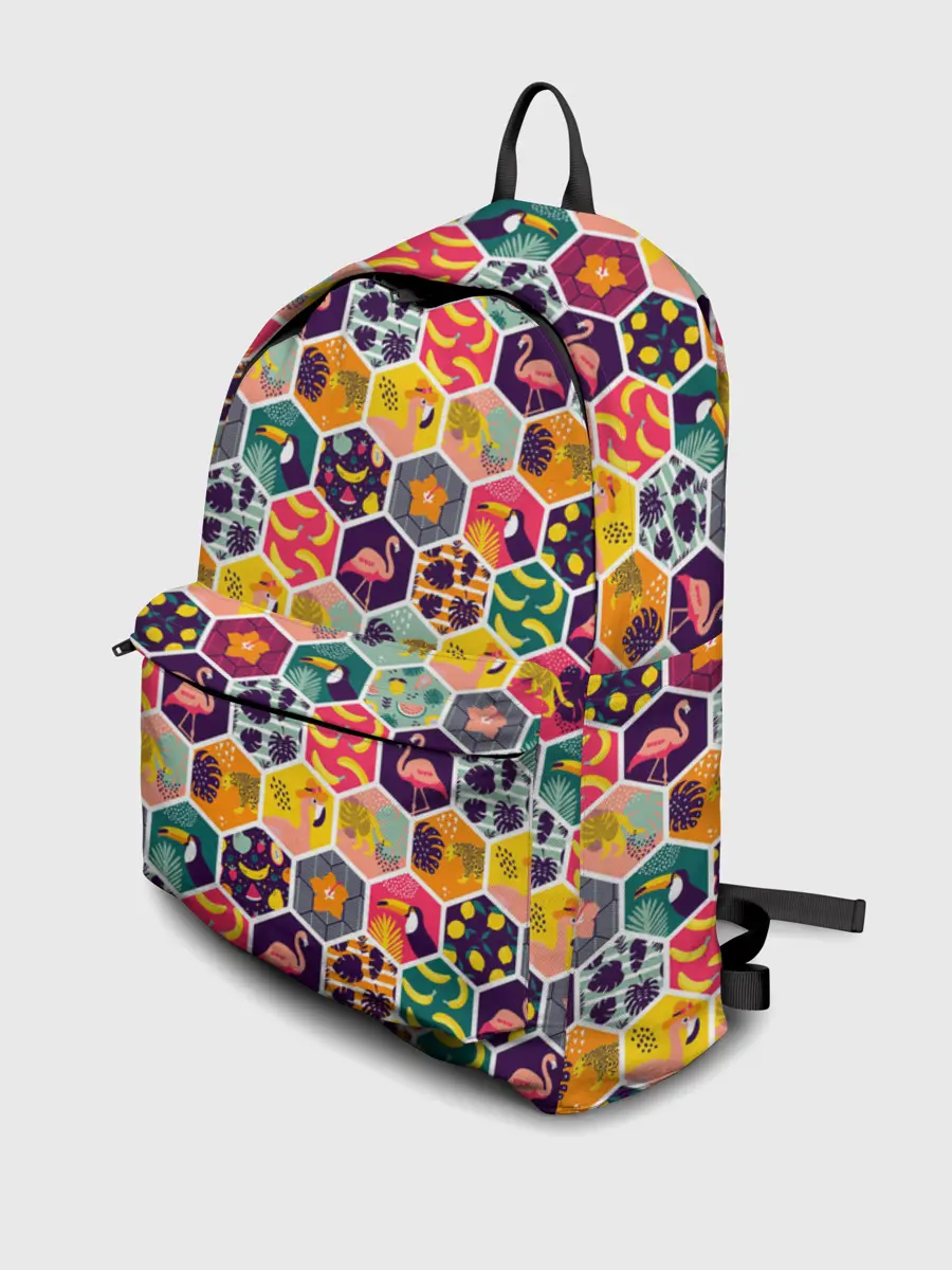 Рюкзак джинсовый / Тропический коллаж