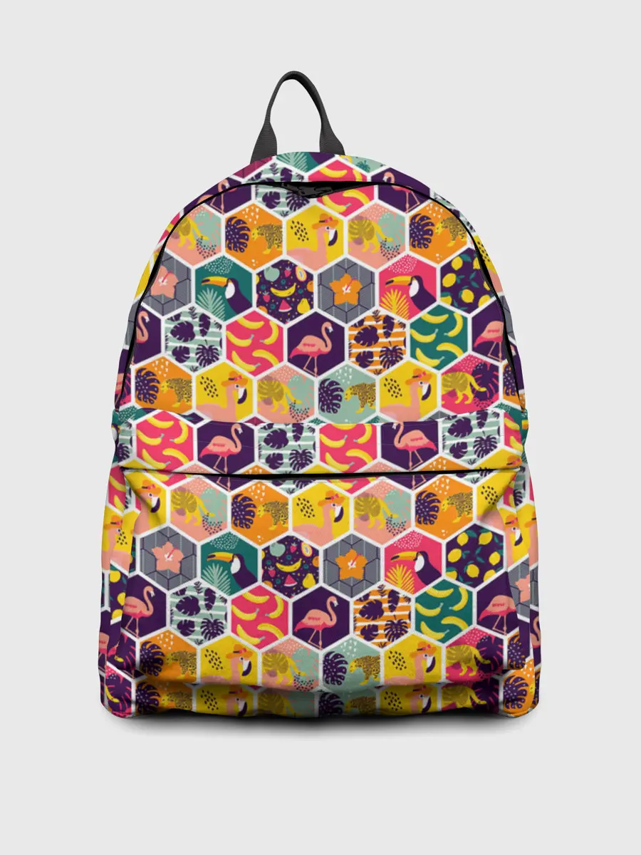 Рюкзак джинсовый / Тропический коллаж