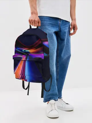 Рюкзак джинсовый / Красочные светящиеся линии