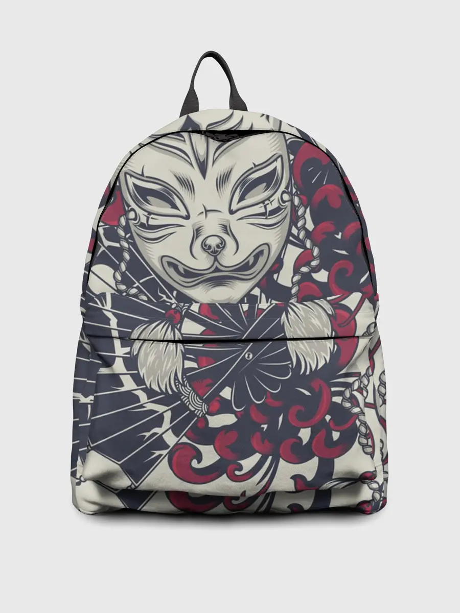 Рюкзак джинсовый / Маска Кицунэ | Маска лисы