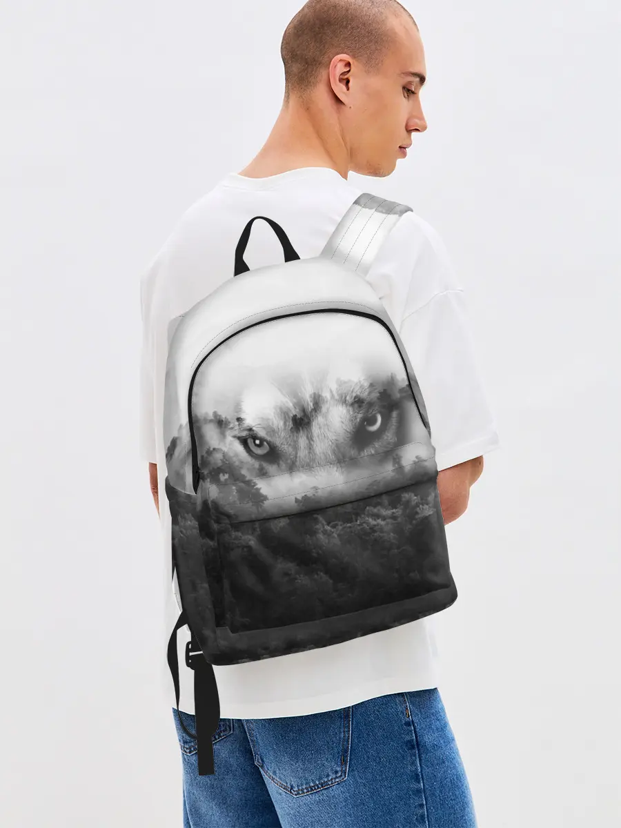 Рюкзак джинсовый / Волк в лесу