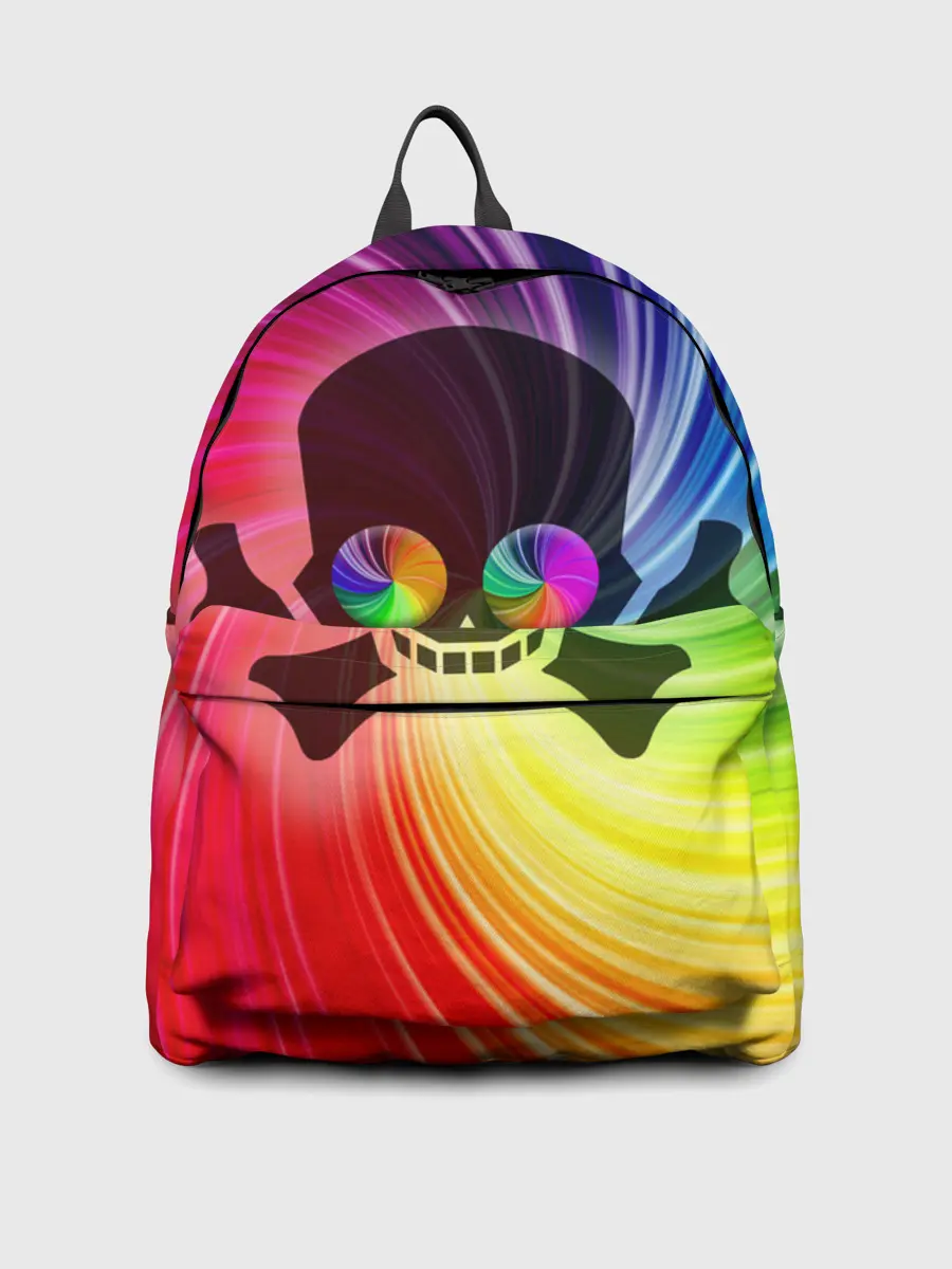 Рюкзак джинсовый / Радужный череп