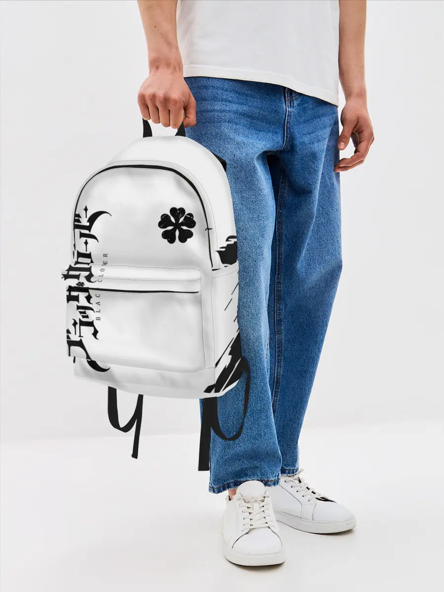 Рюкзак джинсовый / черный клеывер аниме