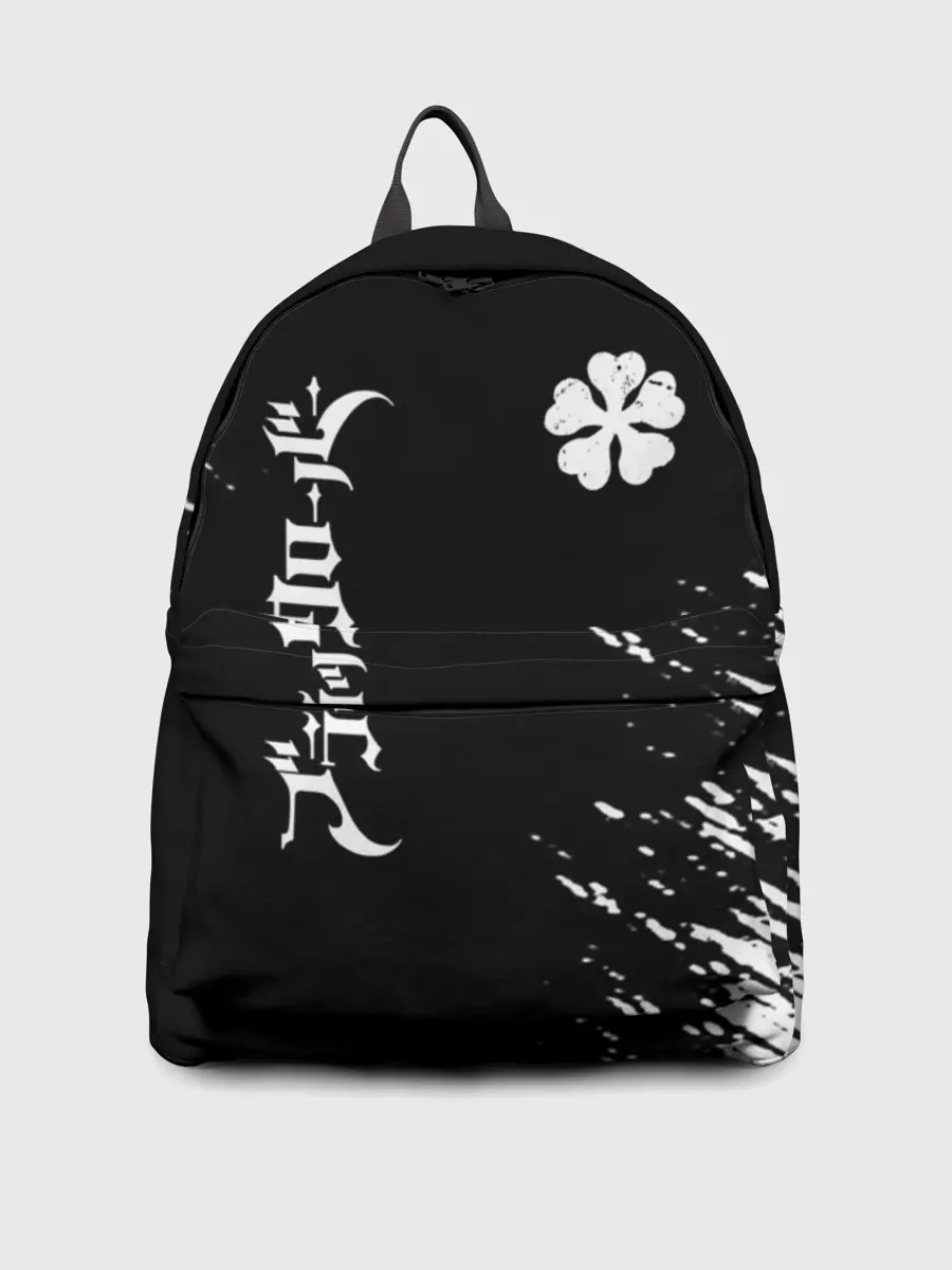 Рюкзак джинсовый / Белый логотип Черный клевер на черном