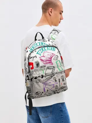 Рюкзак джинсовый / учеба узор