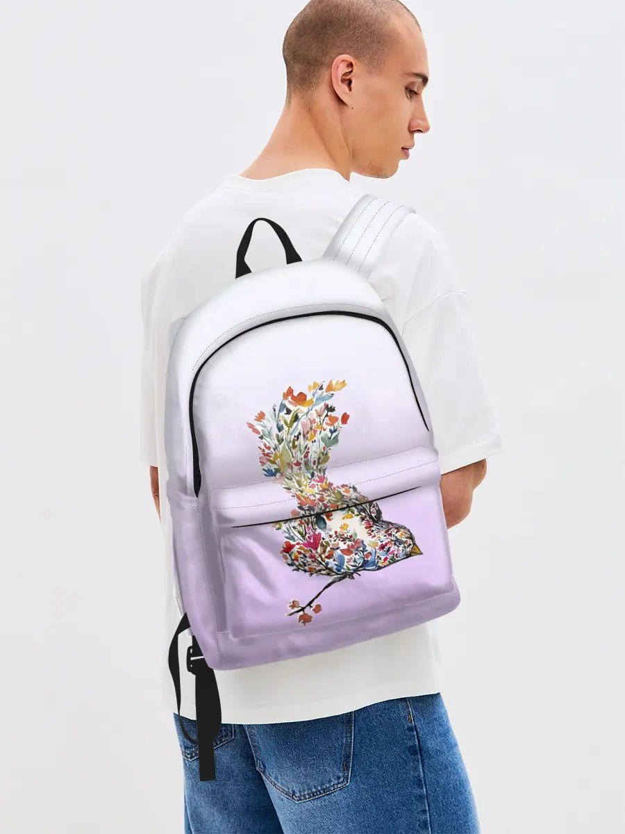 Рюкзак джинсовый / акварельная птичка