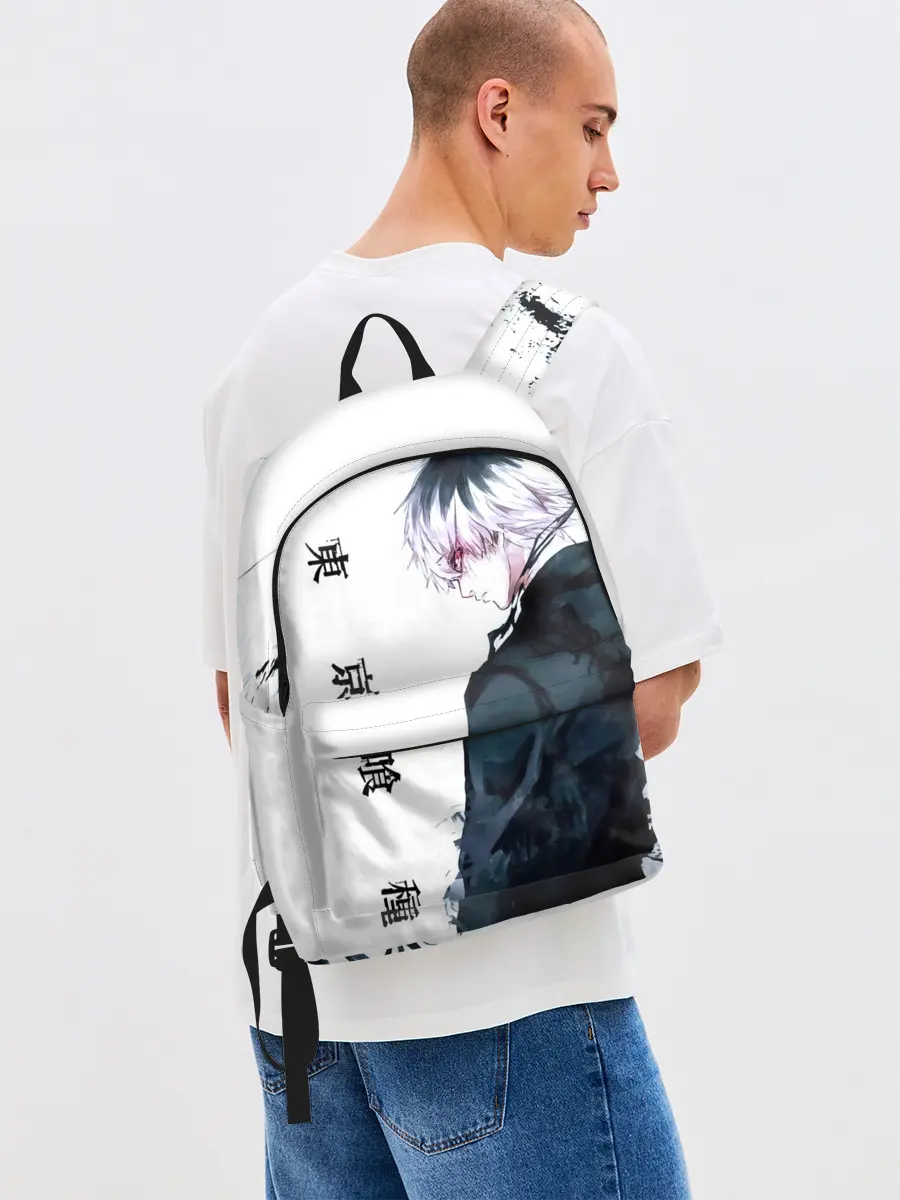 Рюкзак джинсовый / Kaneki Ken белая акварель