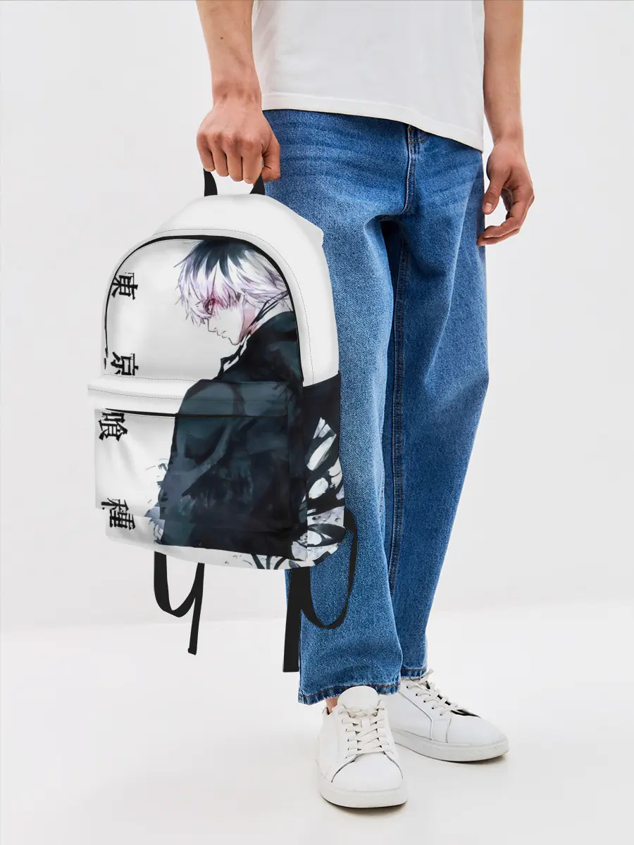 Рюкзак джинсовый / Kaneki Ken белая акварель