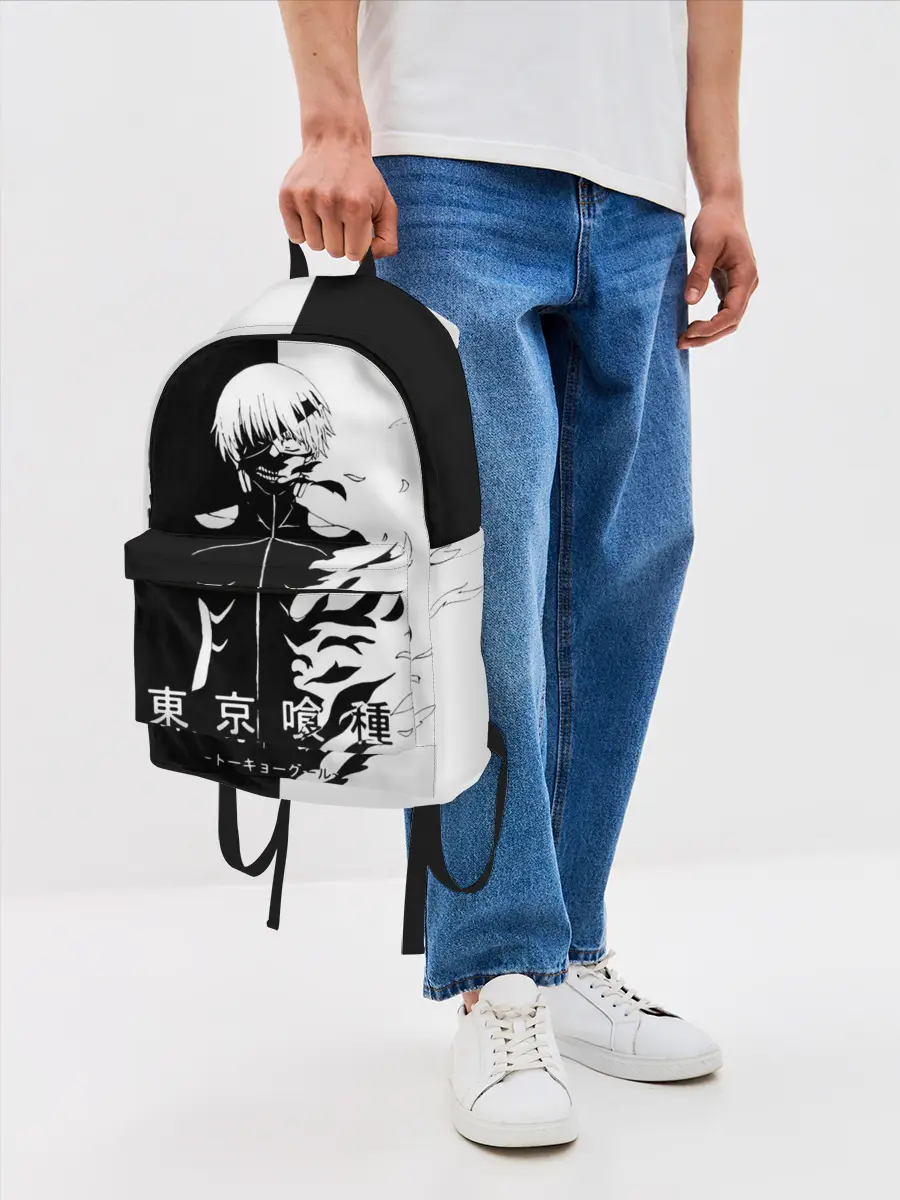 Рюкзак джинсовый / Токийский гуль черно белый Кен