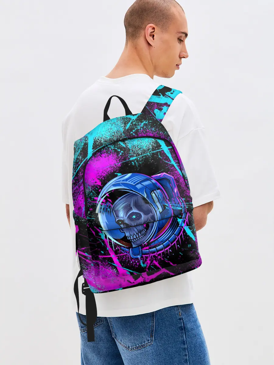 Рюкзак джинсовый / Неоновый череп