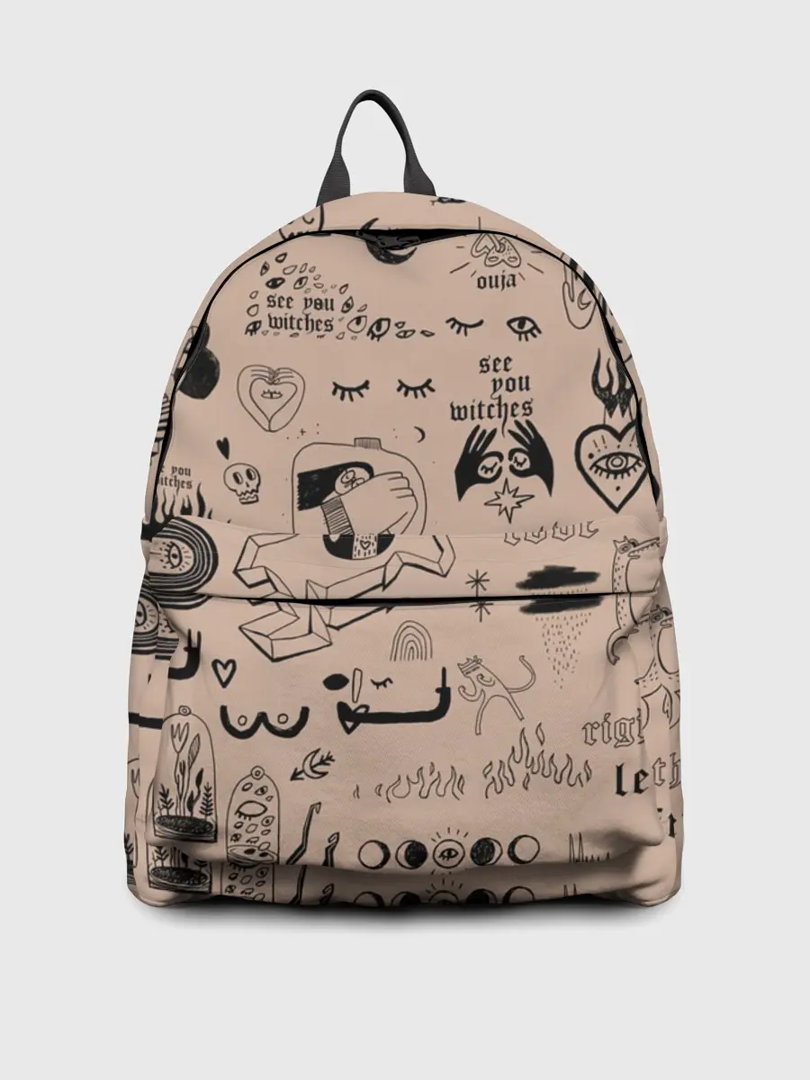 Рюкзак джинсовый / принт в стиле тату