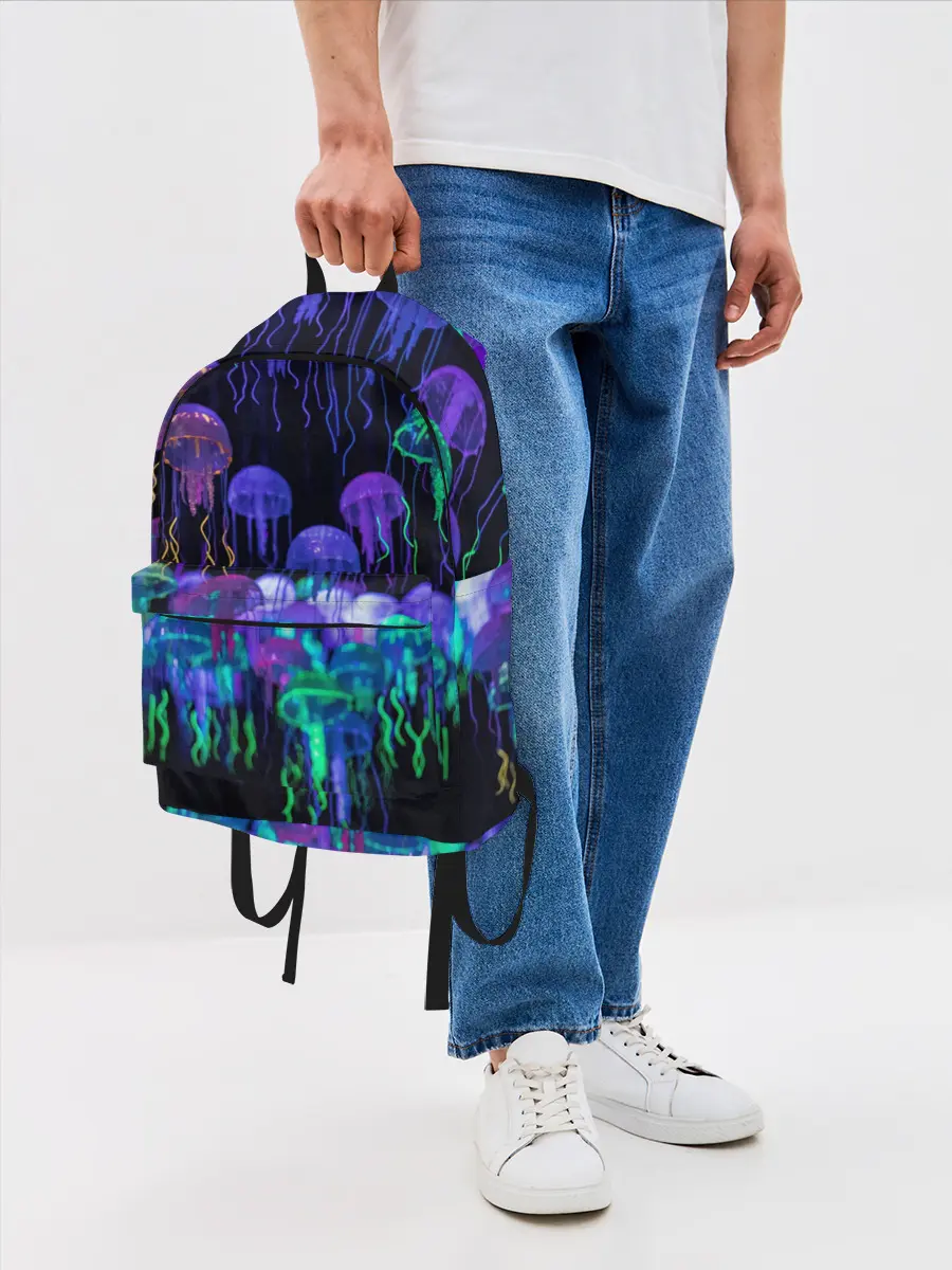 Рюкзак джинсовый / Неоновые медузы