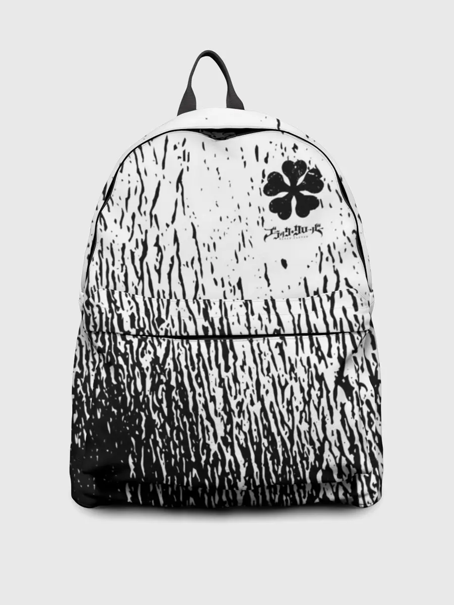 Рюкзак джинсовый / Черный клевер на едко белом фоне