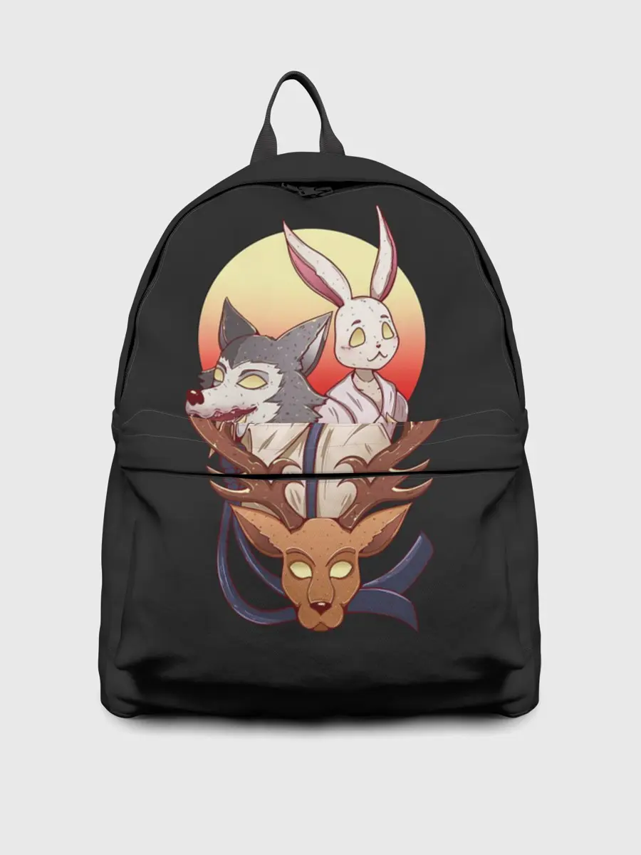 Рюкзак джинсовый / Олень, волк и заяц